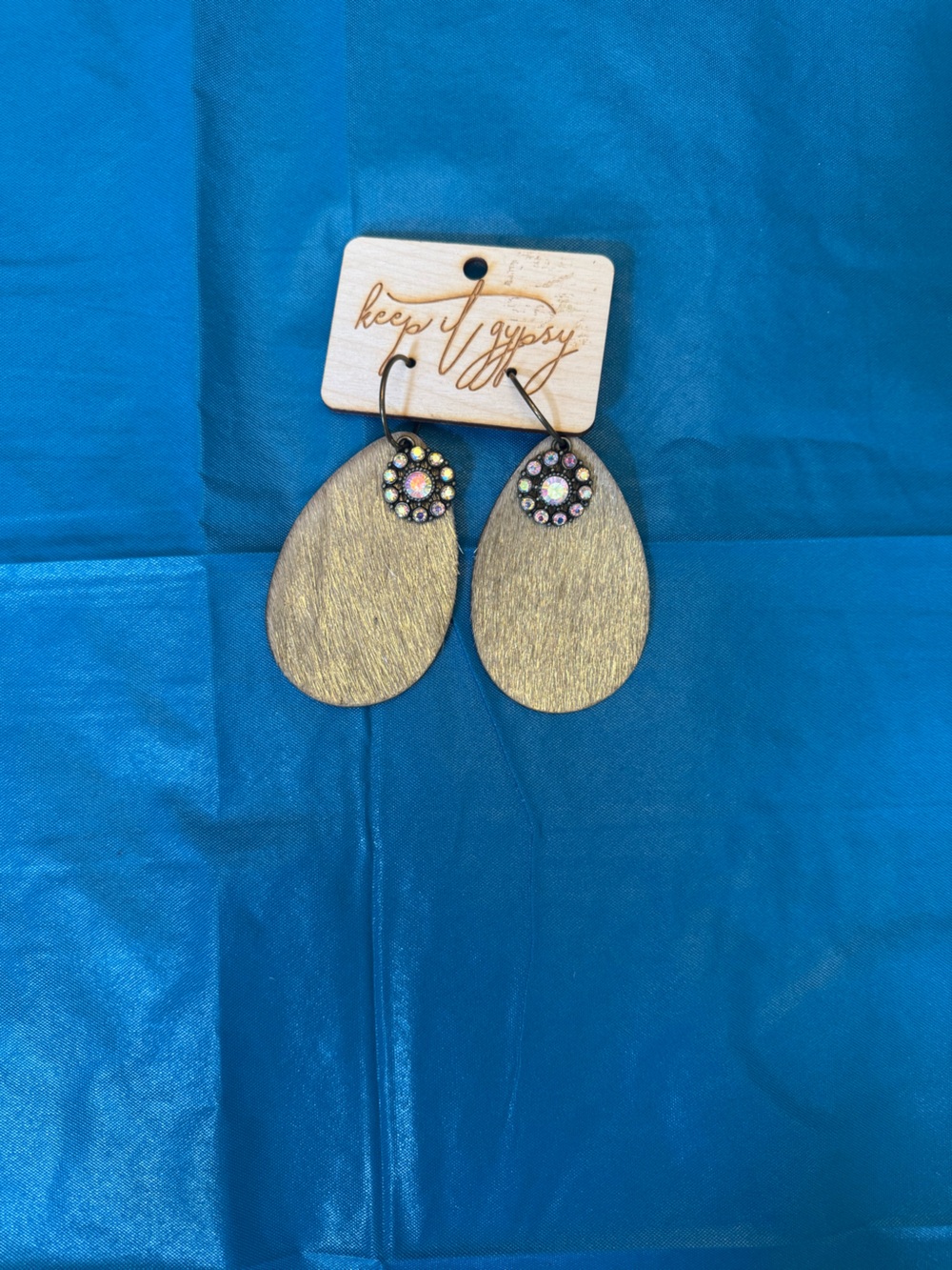 Silver Teardrop Dangle Earrings with Iridescent Crystal Accent